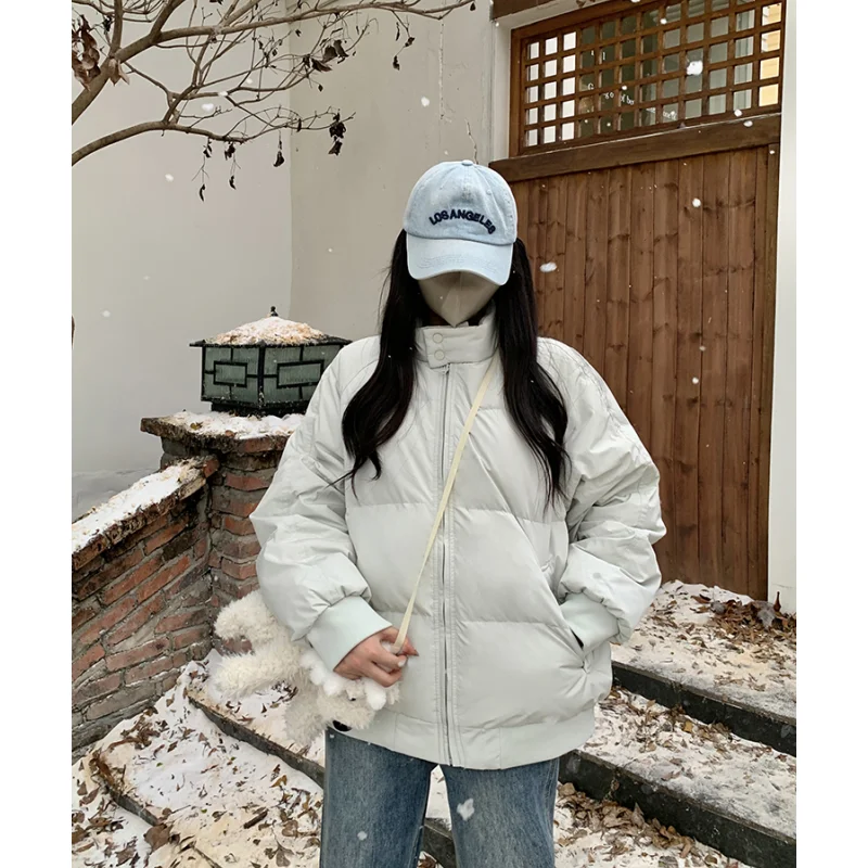 Black Down Jacket Women Coat Thicken Fashion American Streetwear Y2K Style Duck Down Feather Female Winter Solid White Outwear