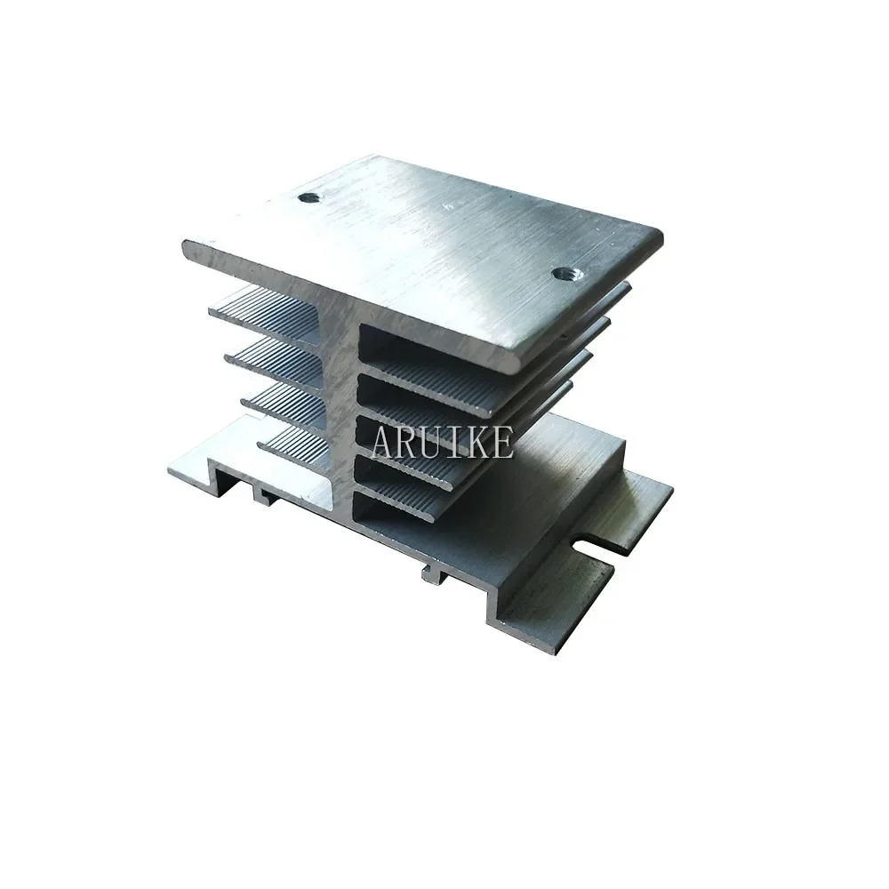 1pcs T type SSR Single-phase solid state relay radiator Sliver Black   motor heat sink aluminum profile 50x80x50