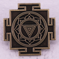 Retro Durga Yantra Enamel Pin Brooch Metal Badge Sacred Symbols Jewelry Indian Meditative Geometric Art
