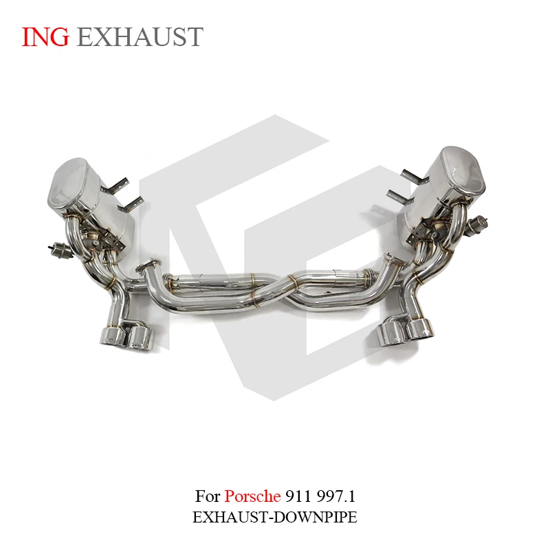 

ING Performance Exhaust Stainless Steel Catback for Porsche 997.1 3.6L Turbo Up Center Muffler Elect Valve Engine system