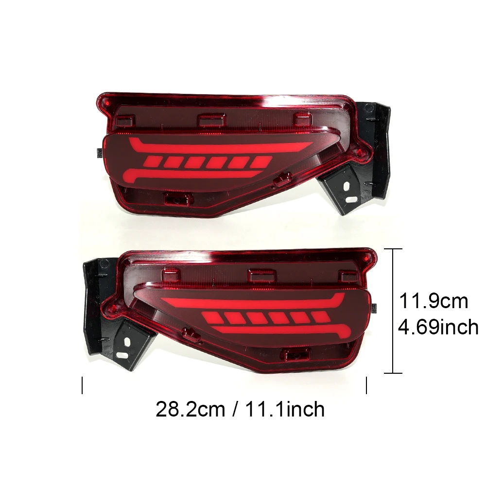 LED Car Rear Bumper Reflector Dynamic Light Brake Light For Toyota Fortuner SW4 2015 2016 2017 2018 2019 2020
