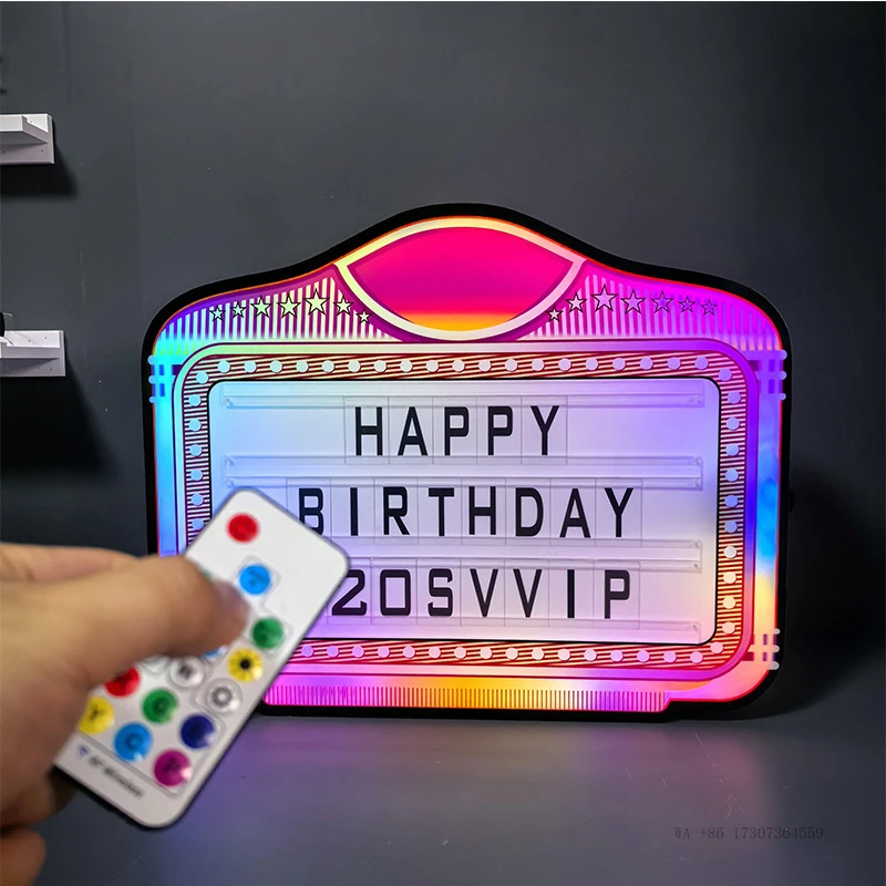 Character change cardledLuminous handheld sign, English sign, bar remote-controlled color-changing multicolor birthday light box