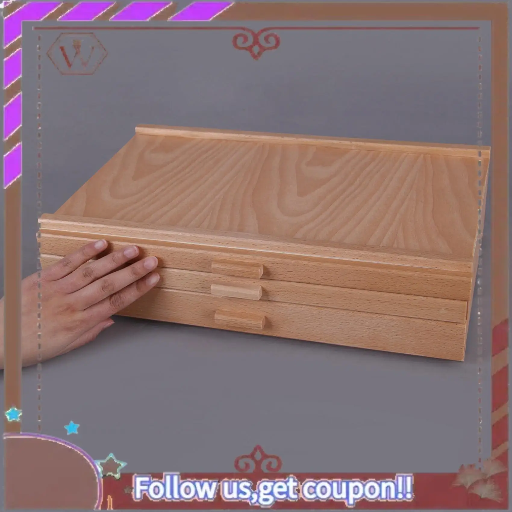Caja de almacenamiento de Arte de madera para artista con cajón de ABBG-3 capas para lápiz, bolígrafo, Pastel, juego de Arte de marcadores, caja de almacenamiento para herramienta de pintura para estudiantes