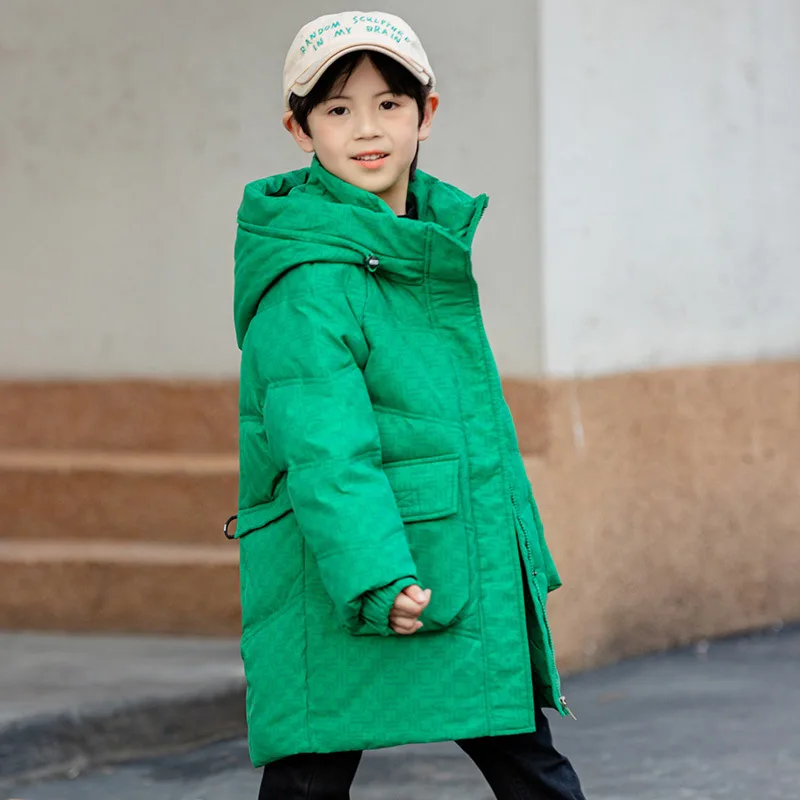 New Winter Children Down Jackets Long Boys Coats Fashion Leisure Outerwear 85% Duck Down Parkas Size 120-170cm