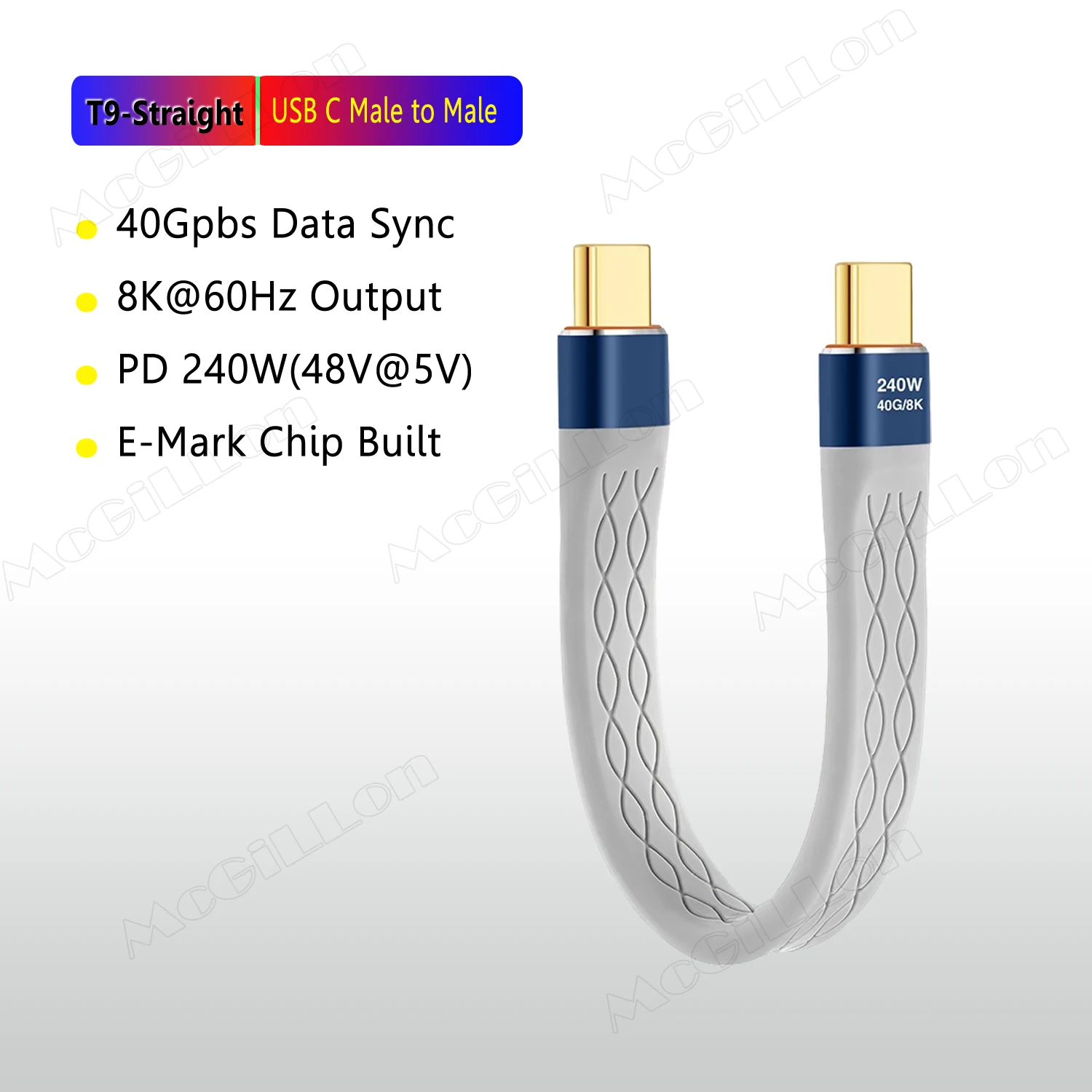 MCGILLON Ellbogen USB 3. 0 Gen3 40 Gbit/s FPC-Kabel PD 4,0 W 5a Schnell ladung Typ C zu Typ C Kabel Thunderbolt 4 8k @ 60Hz Kabel USB C Datenkabel 9