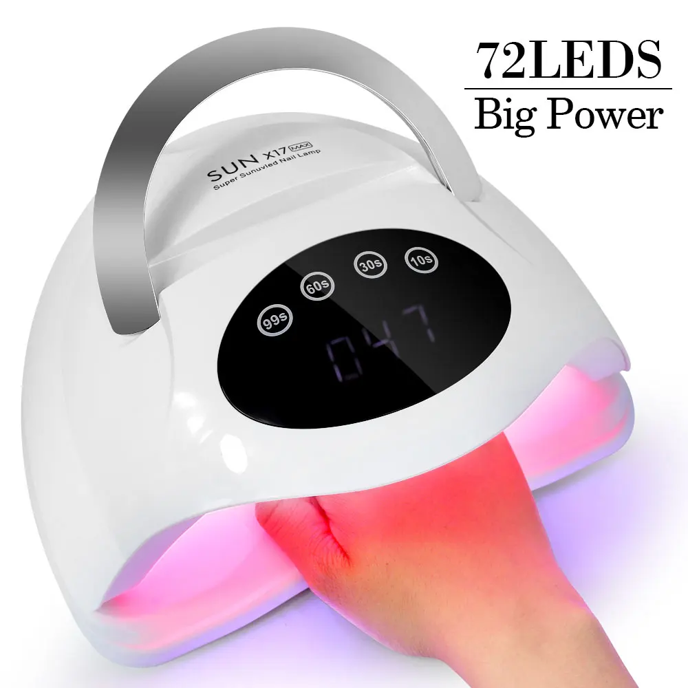 X17 MAX 72 LED UV LED Nail Art Lamp for Gel Nail Polish Professional Nail Drying Lamp with Timer Auto Sensor Nail Art Tools for