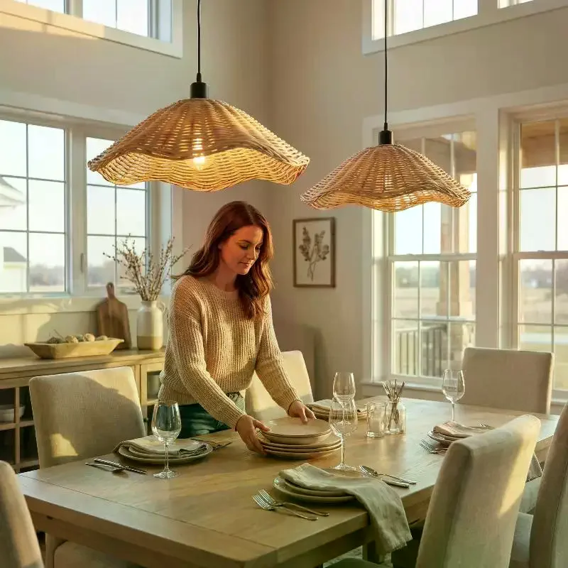 

2 шт. плетеных вручную абажура из ротанга, винтажный подвесной светильник, чехол для лампы, для улицы, кемпинга, интерьера, декоративный абажур