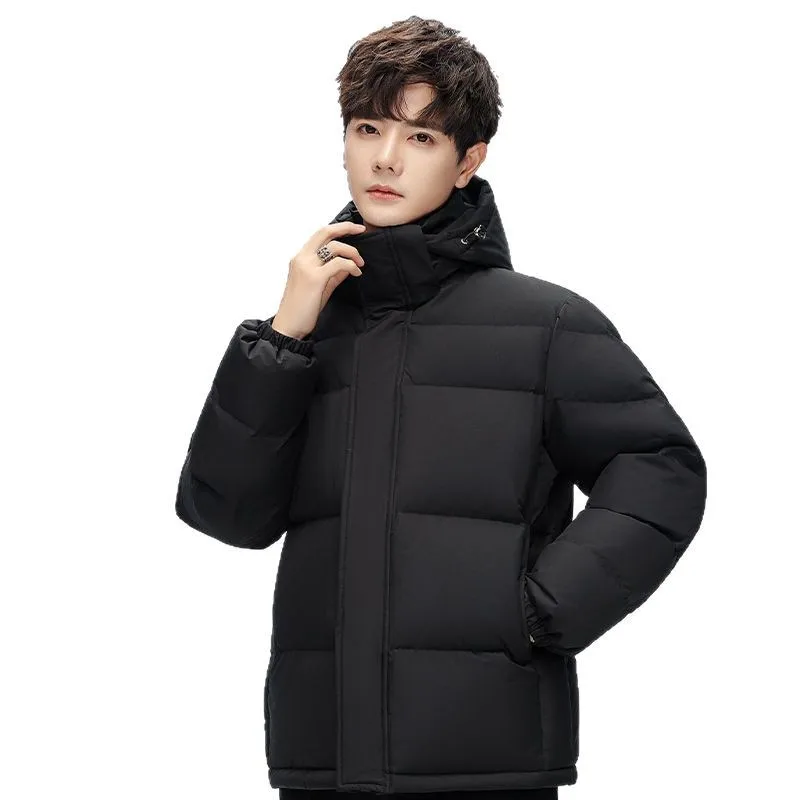 

Men's And Women's Cotton Padded Jaet ort Hooded Winter Coat Warm Sli Korean Version Couple Workwear Slim Fit Youth Trend
