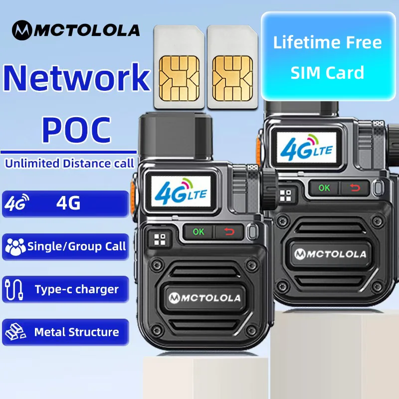 MOTOLOLA 4G LTE Network POC Walkie Talkie 5000KM Long Range Radio Global PTT SIM Card Type-C Charging Two Way Radio