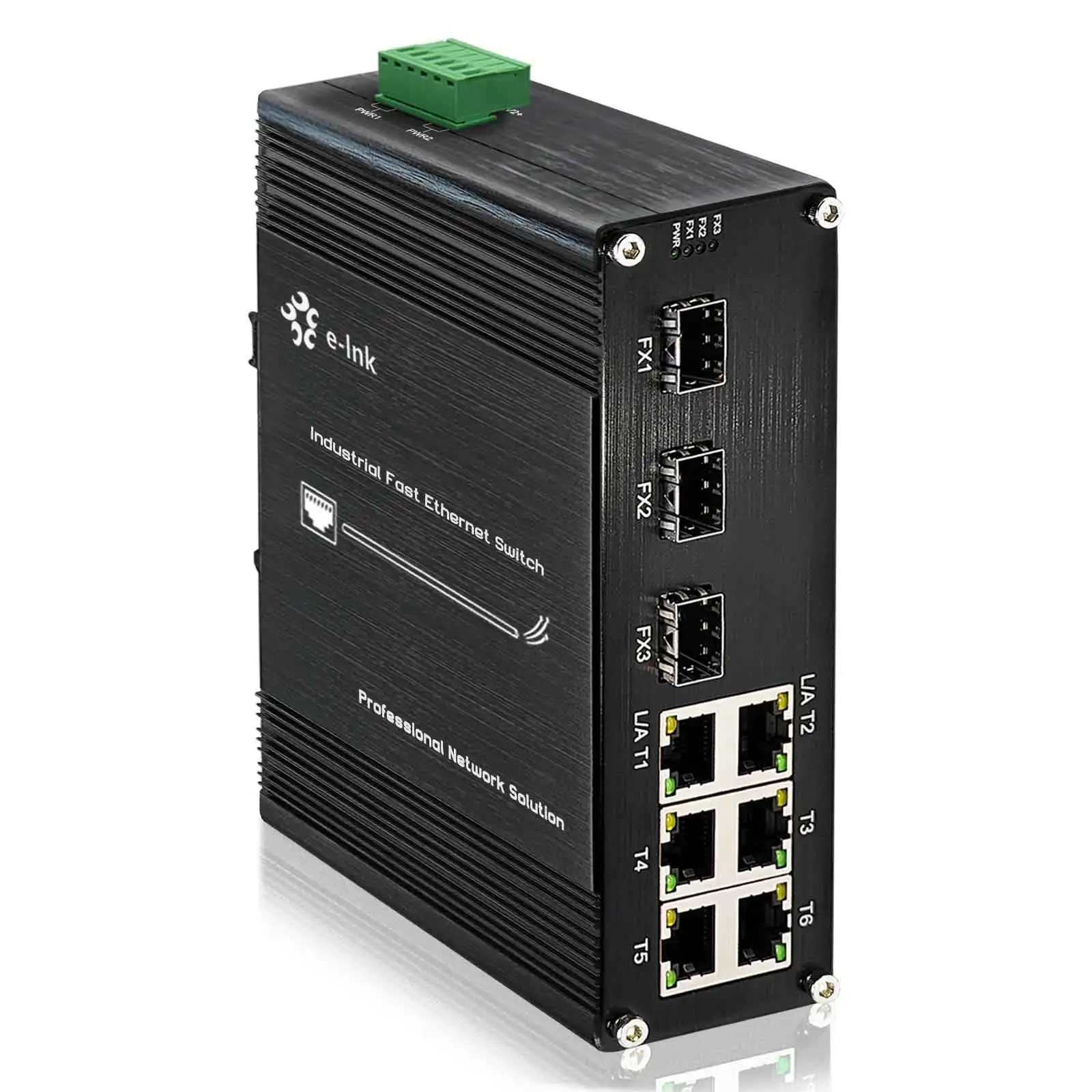 Switch Industrial de Extensión de Fibra Fast Ethernet, Admite hasta 20 km sobre Fibra Monomodo/Multimodo, 6+3 Puertos, Compatible con SC/FC/ST/SFP