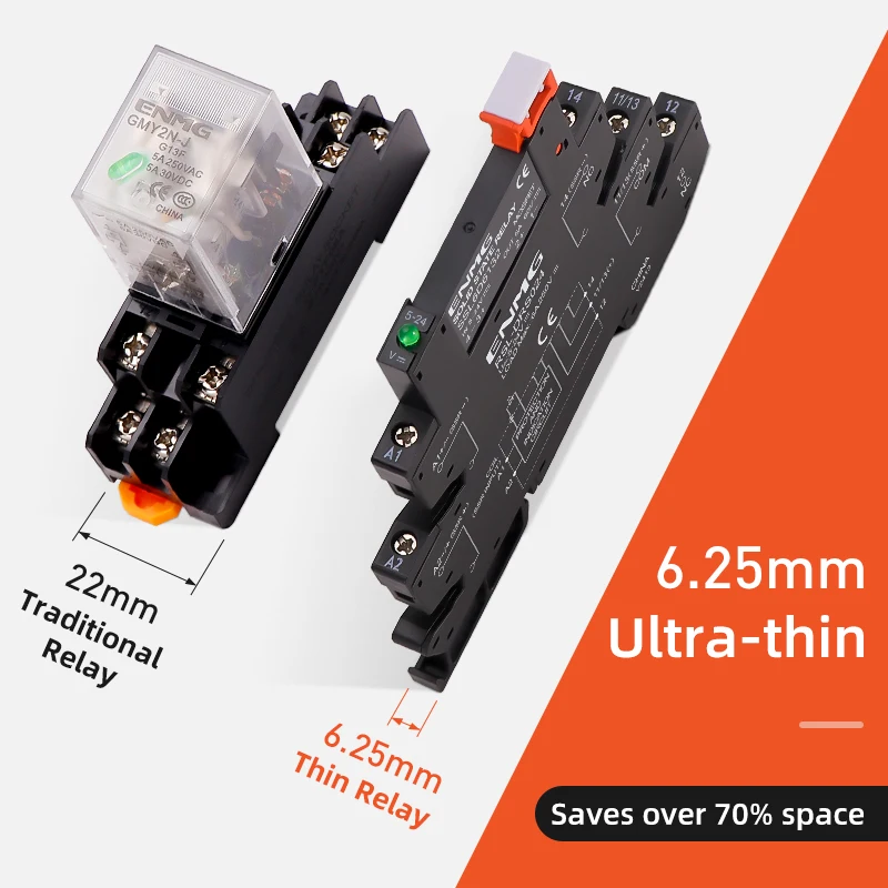 ENMG HF41F-24-ZS Slim Interface Relay Module DIN Rail Mount PLC Relay DC 5V 12V 24V Intermediate Relay with Socket Jumper