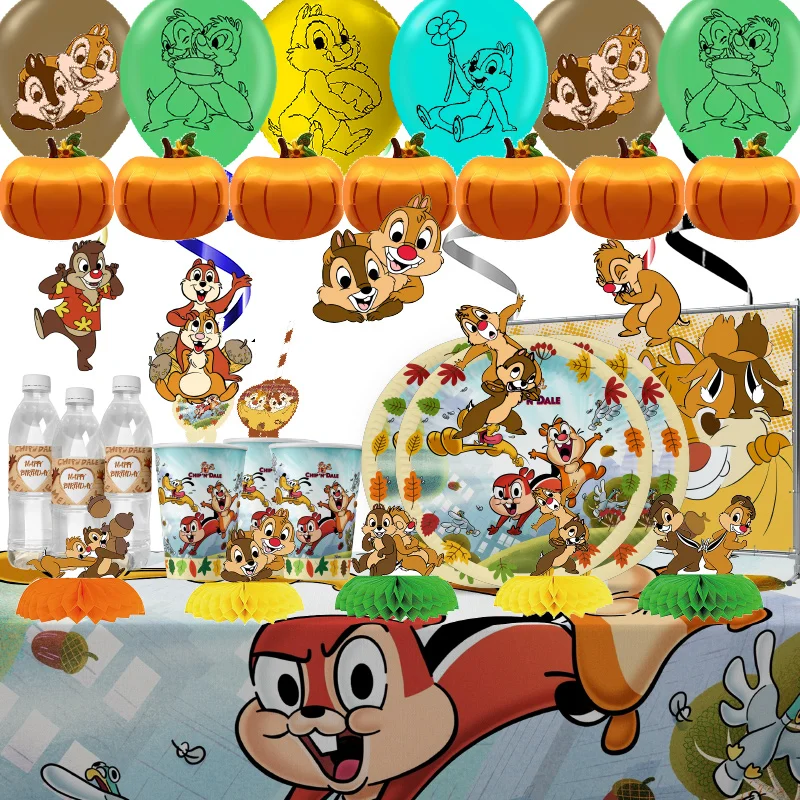 Disney Chip 'n' Dale Theme Friends Party Festival Celebration Disposable Tablecloth Straw Decoration Baby  Shower Packing Supply