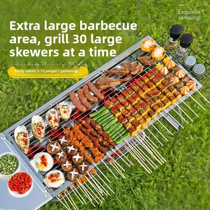 

Outdoor Camping Barbecue Grill Folding Stainless Steel Barbecue Gri Ll BBQ Barbecue Grill