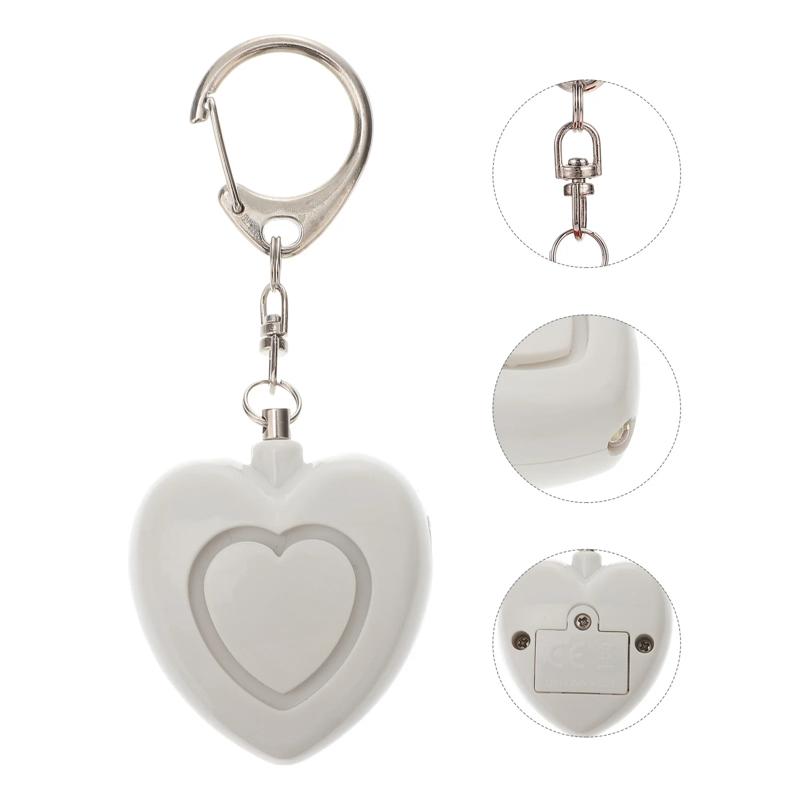 Heart Shaped Personal Alarm Keychain Compact Design Loud Siren Safety Alert for Elderly Emergency Use