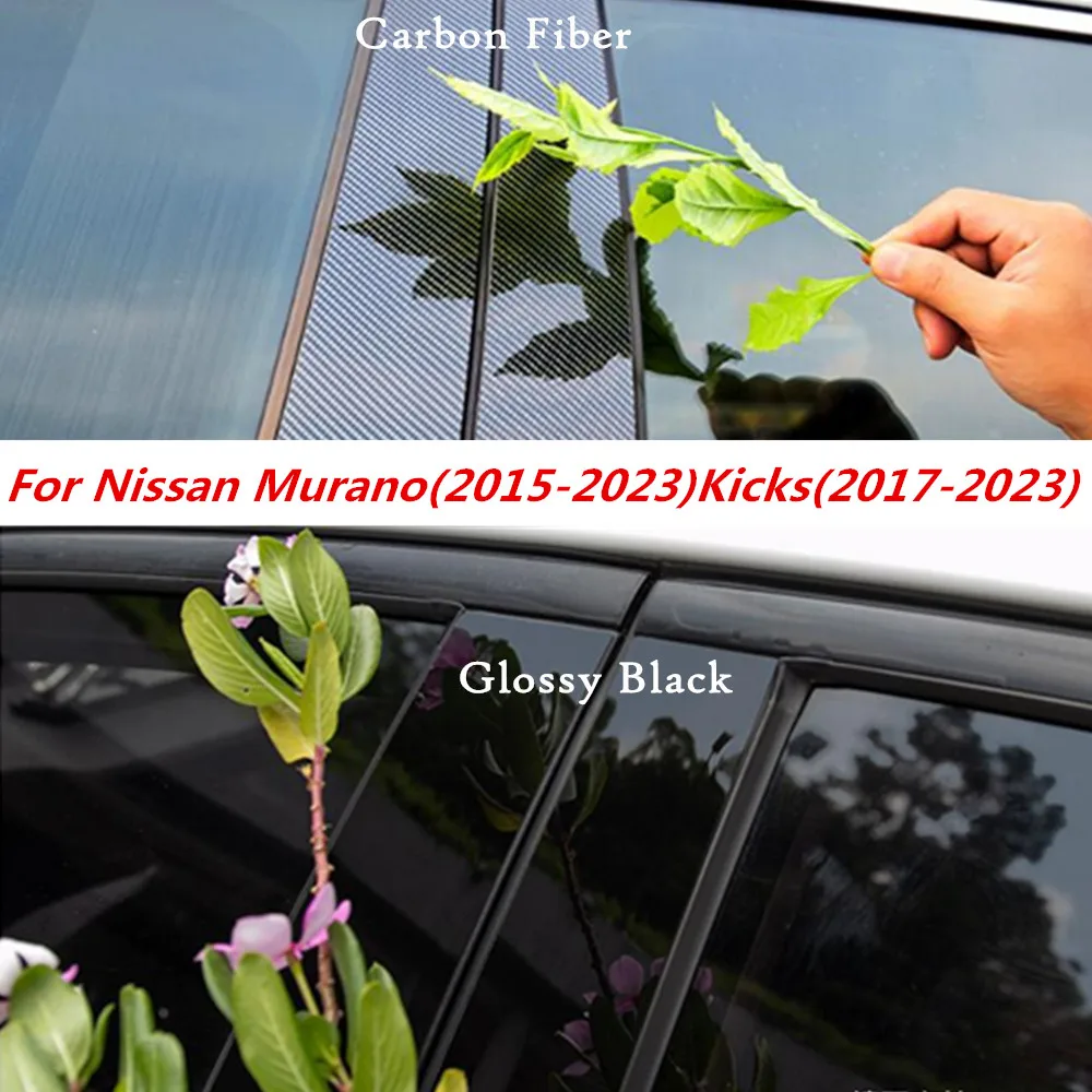 For Nissan Kicks 2017-2023/Murano 2015-2022 Car PC Material Pillar Post Cover Door Trim Window Molding Sticker Plate Accessories