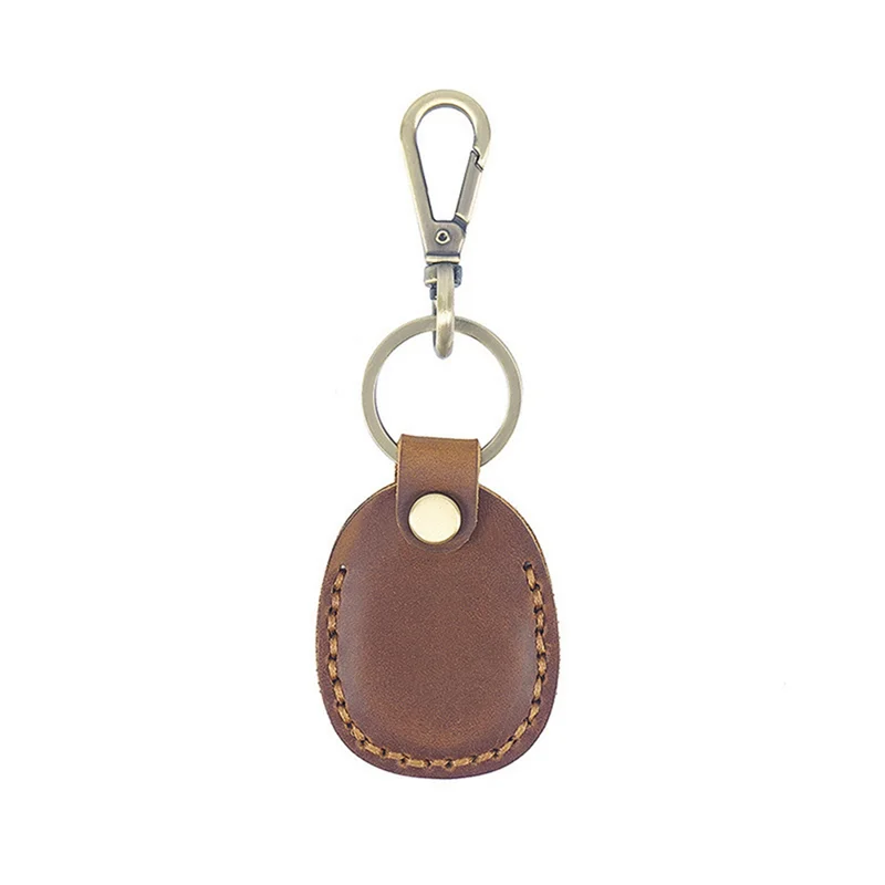 For Airtags Protective Case Retro High Quality Borwn Leather Keychain for Anti-Lost Tracker Locator Device Accessories