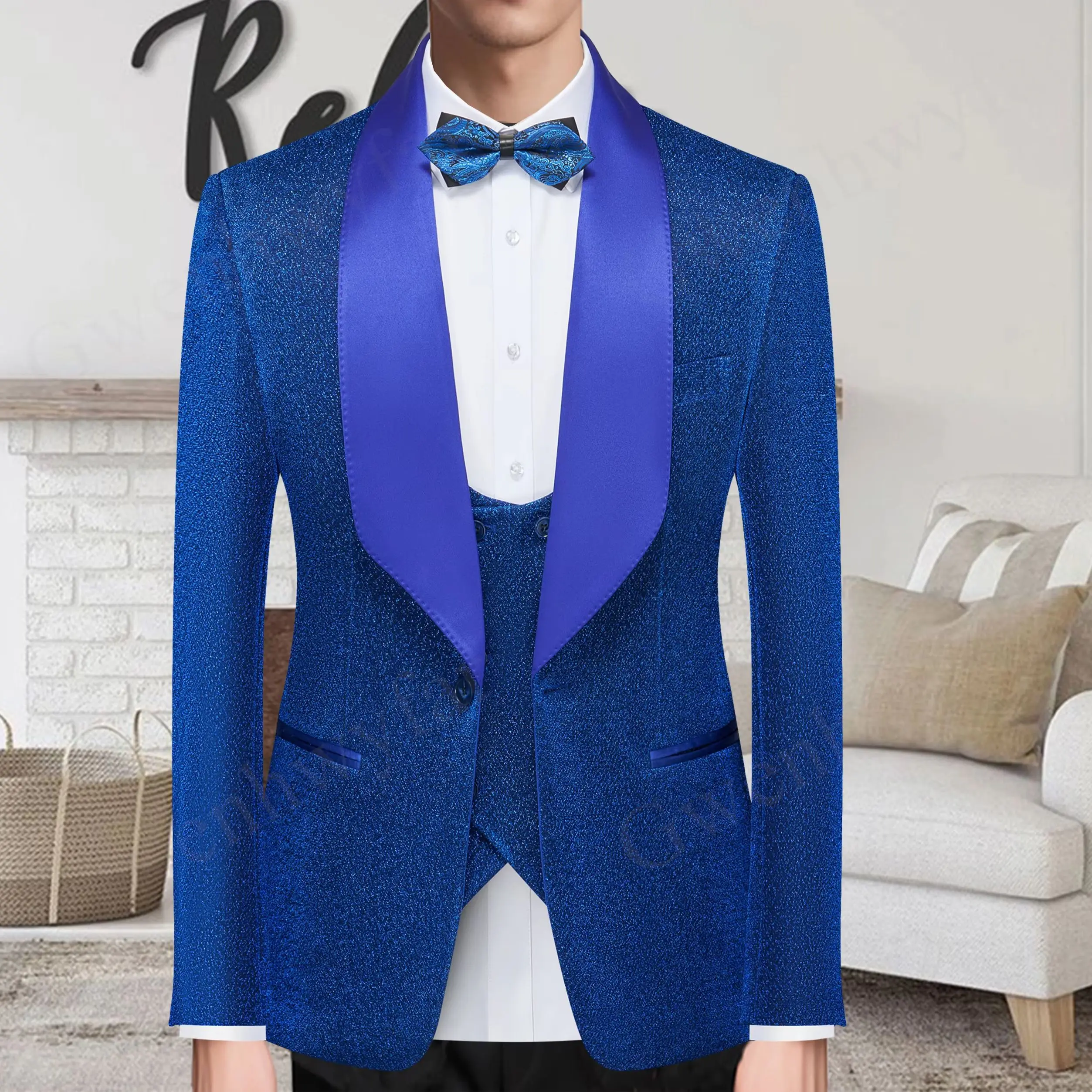 

Gwenhwyfar Мужской облегающий комплект из 3-х предметов Формальный приталенный смокинг Костюм для выпускного вечера / Мужской свадебный пиджак для жениха Высококачественное платье Куртка Пальто