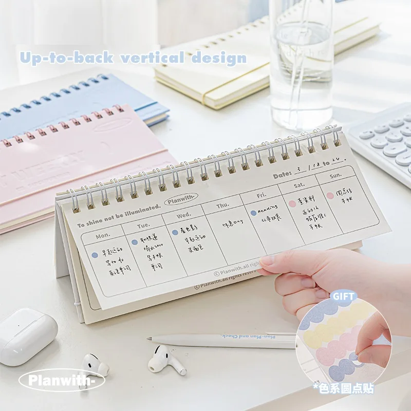 54 Sheets Weekly Planning Notebook Stationery Work Reminder Memorandum Can Stand Table Planner Stationery Daily Schedules