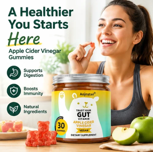 Vegan Apple Cider Vinegar Gummies, Gut Wellness Support, Plant‑Based Dietary Supplement,30 Gummies