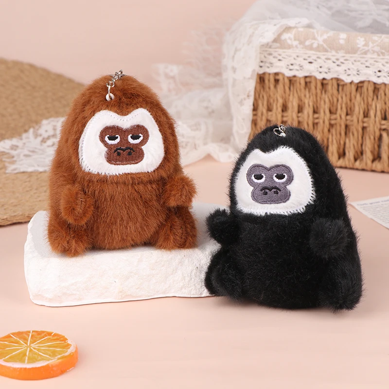 12cm Cute White-Faced Monkey Plush Toy Pithecia Stuffed Chimpanzees Doll Keychain Bag Pendant Bag Car Key Charms