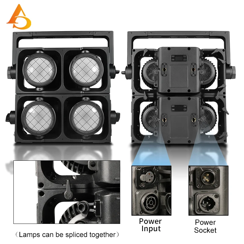 Aicpose 2x300W Waterproof COB Splicing LED blinder for Dance Floor DJ Lighting RGBWA Stage Audience Light