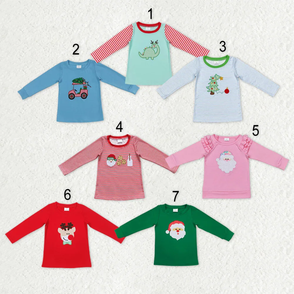 

z929-13 BT0422 Wholesale baby boy clothes Matching Christmas embroidery long sleeve top Summer Boutique kids clothes girl