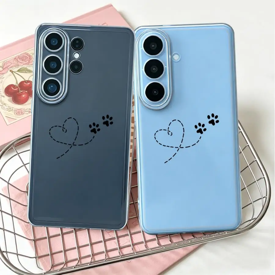 Paw Hearts Case for Samsung Galaxy S26 Ultra Note 20 Ultra 10 S22 FE S23 Ultra S25 Edge S23Ultra S21 S24 S20 Plus Phone Cover