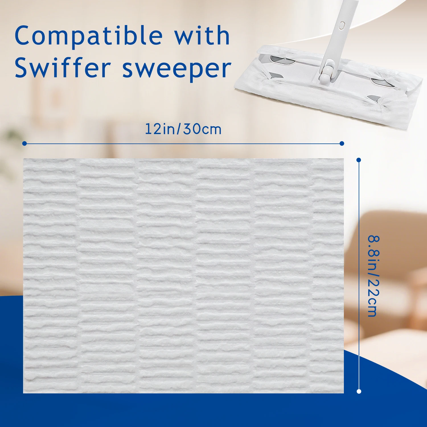 JINYUDOME 8.8x12inch Disposable Electrostatic Dust Mop Pads High-Efficiency Swiffer Wet/Dry Mop Floor Cleaning Cloth