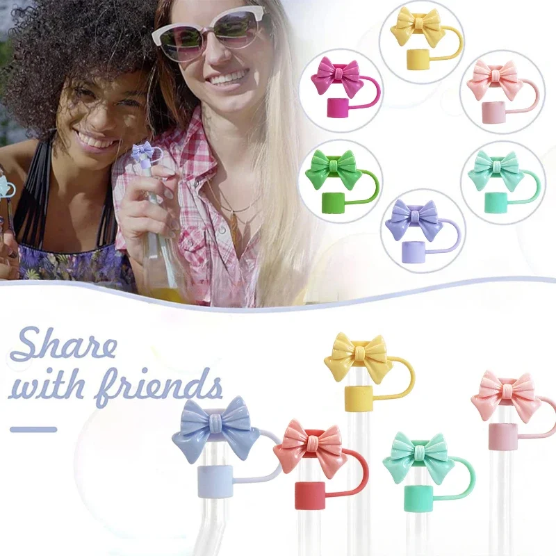 Bow Straw Cap Covers Toppers Silicone Accessories For Stanley Cups 30&40 Oz Tumbler And With 1pc Protective Boot
