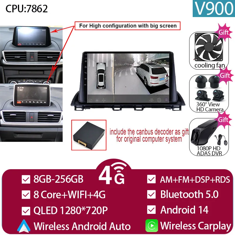 Voor Mazda 3 Axela 2014-2019 Mazda CX-4 CX4 2016-2018 Autoradio Android Auto GPS Navigatie multimedia Video Player Geen DVD