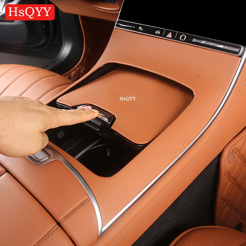 For Mercedes Benz S Class W223 S400 S450 S500 Car Center Console Leather Style Panel Cover Trim Panel Frame Interior Accessories