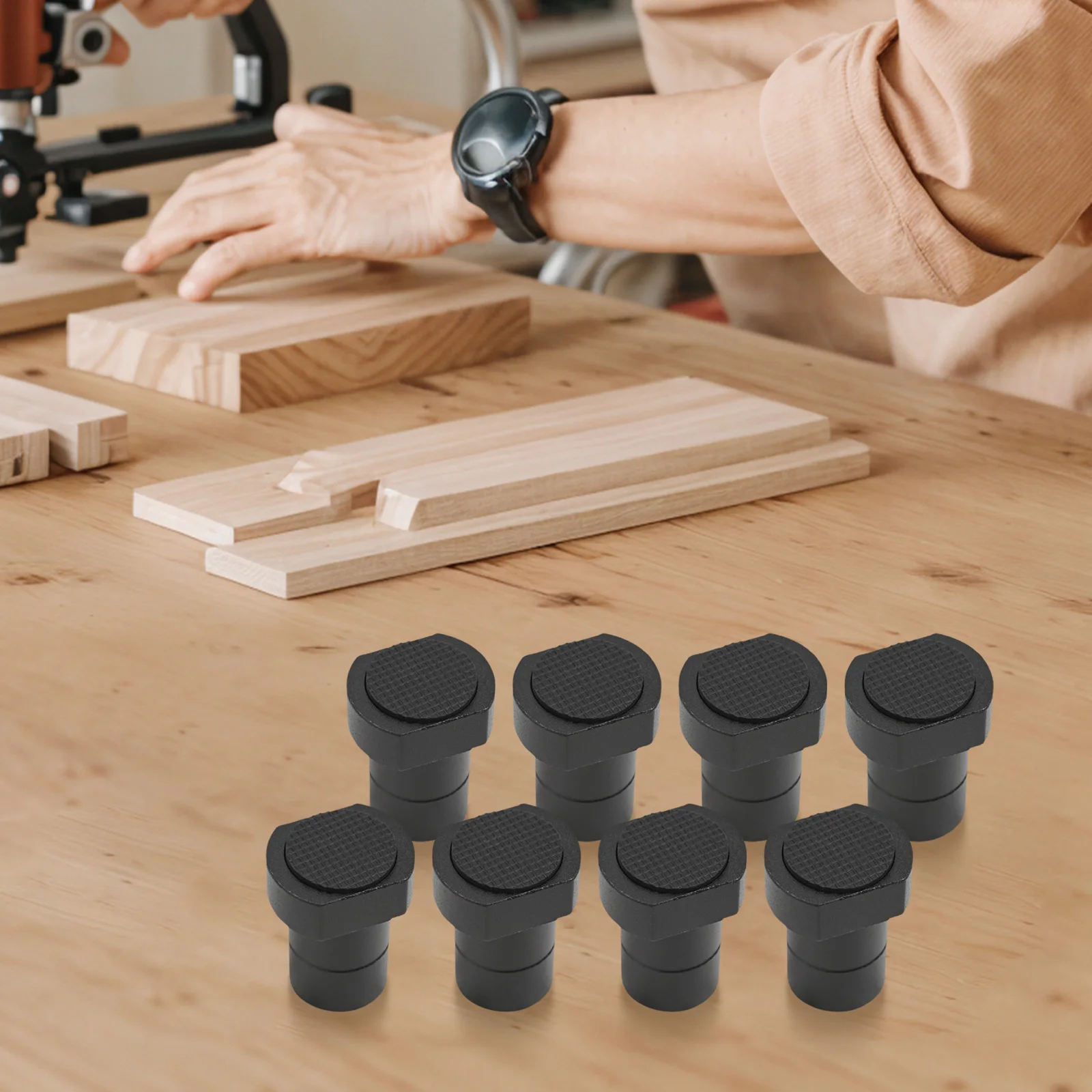 8pcs 19/20mm Aluminum Alloy Limit Bench Dogs Woodwork Workbench Clamp Positioning Planing Plug Woodworking Tools