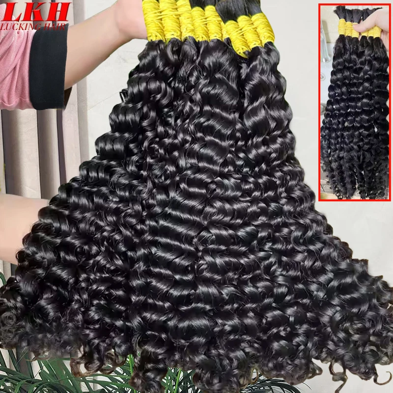 Real Raw Extensiones De Cabello 100 Humano Indian Deep Water Wave Boho Braids Vietnamese Curly No Weft Human Hair Bulk Bundles