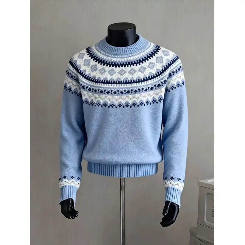 

Свободный ленивый вязаный свитер круглый Ne пуловер с мотивом Fair Isle осень-зима новый Sle College Wind мужской модный повседневный топ