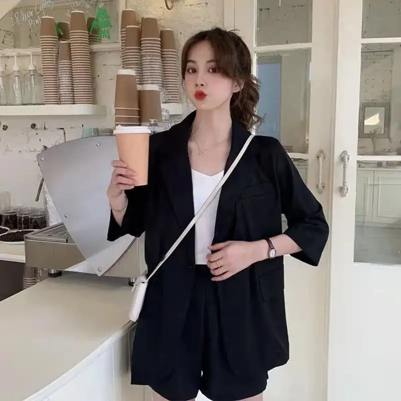 Blazers and Shorts Suits for Women Casual Summer Outfit 2024 Tailor Fashion Clothes Short Sleeve Womens Pants Set Stylish Trends