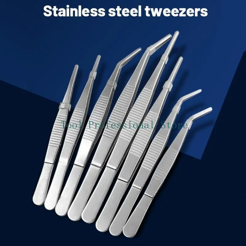 57QF Curved Forceps Stainless Steel Tweezers Home Me dical Dental Precision Plier Garden Kitchen Tools 12.5/14/16/18 for cm