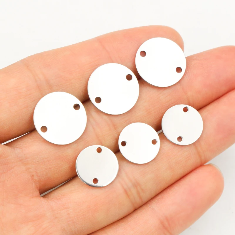 15pc/lot 12mm 15mm No Fade Charms 316 Stainless Steel Round Charms for necklace pendant charms diy jewelry making