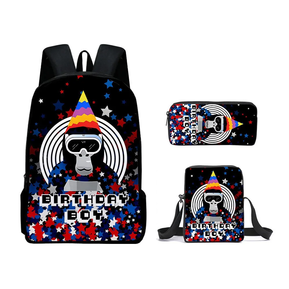 

Children 3 in 1 School Bookbag Set Novelty Gorilla tag Backpack With Shoulder Bag Pen Bag Lightweight Rucksack for Student