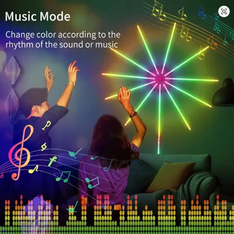 2026 USB RGBlC Firework Strip Lights LED Bluetooth APP Control Smart Lamp Sync Music Bedroom Decor Dream Light LED Strip Light