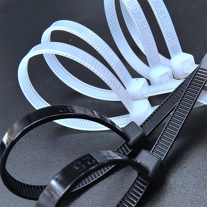 50PCS White/Black Self-locking Plastic Nylon Cable Tie Zip Wrap Strap Nylon Cable Tie Cable/Wire Fastening Ring 10x1500mm