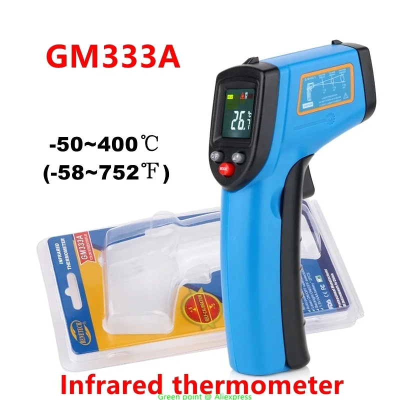 5PC HD Color Screen Display GM333A Infrared Thermometer Non Contact Temperaure Sensors Handheld Digital IR Positioning Laser Gun