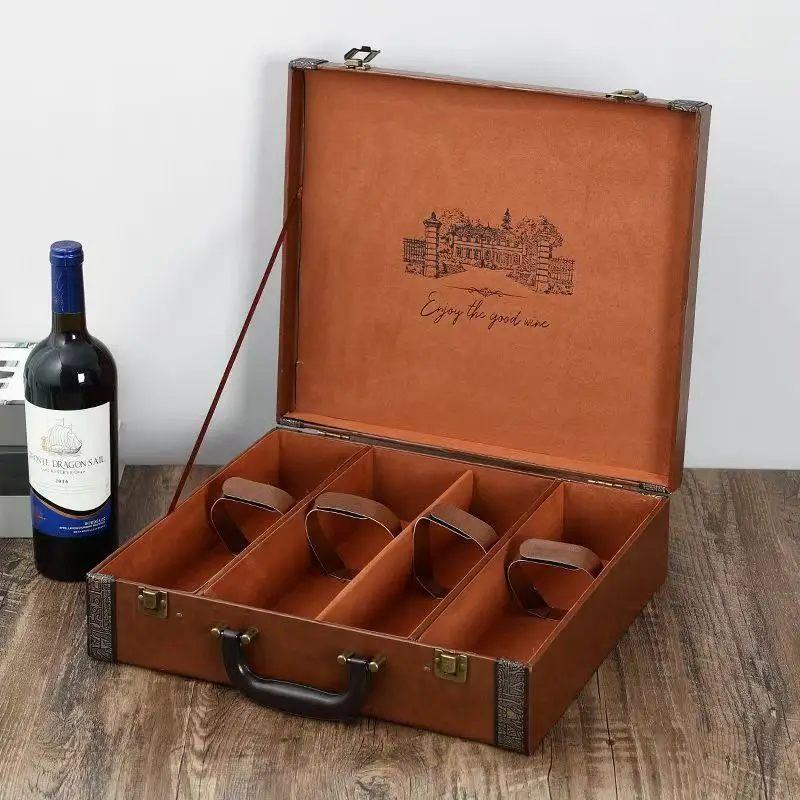 Red Wine Packaging Gift Box Empty Boxes Wine Box Hand-held Can Hold Four Bottles of Wine