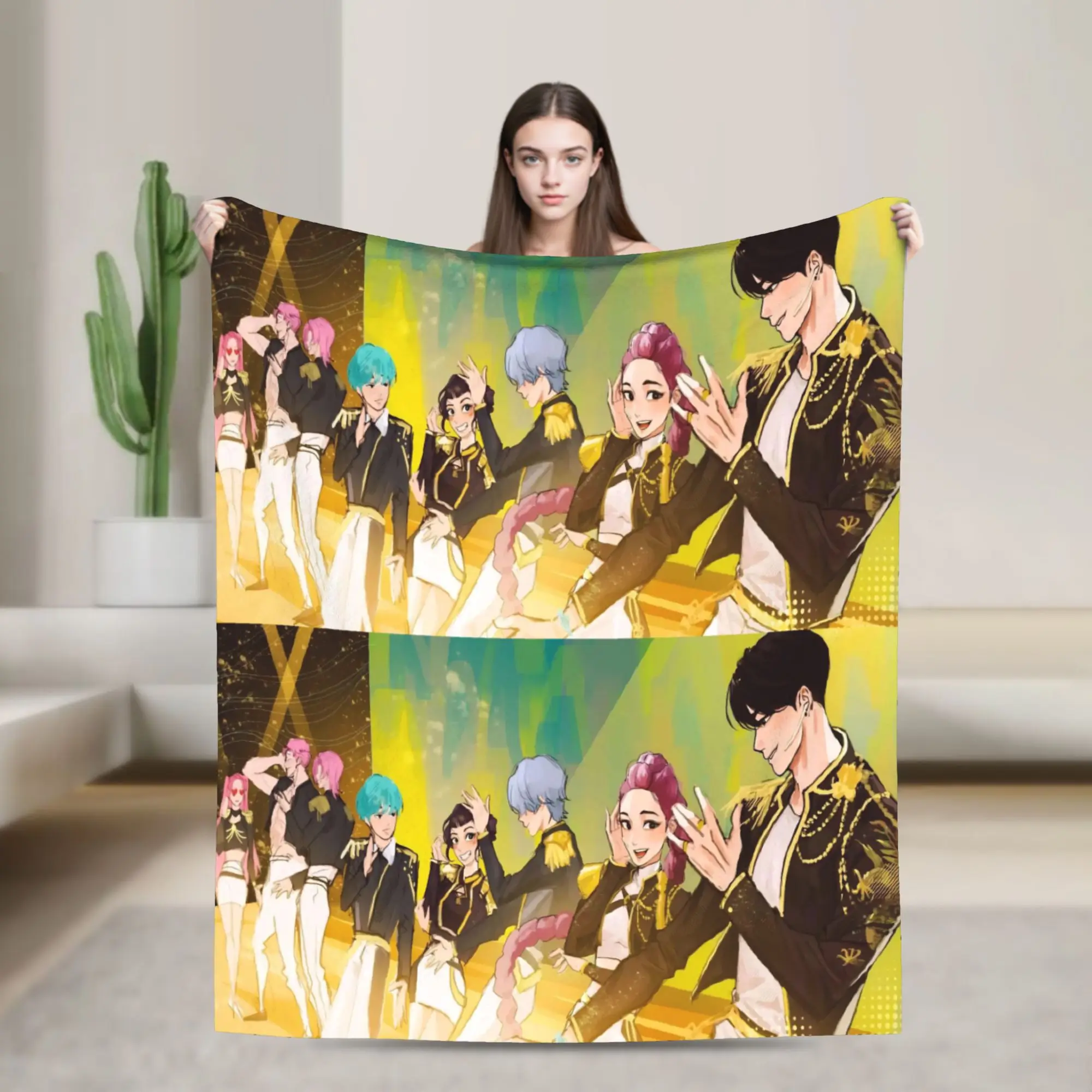 

Demon KPop Blanket Warm Soft Print Plush Throw Blanket For Students Couch Bed Flannel Bedspread Bed Cover