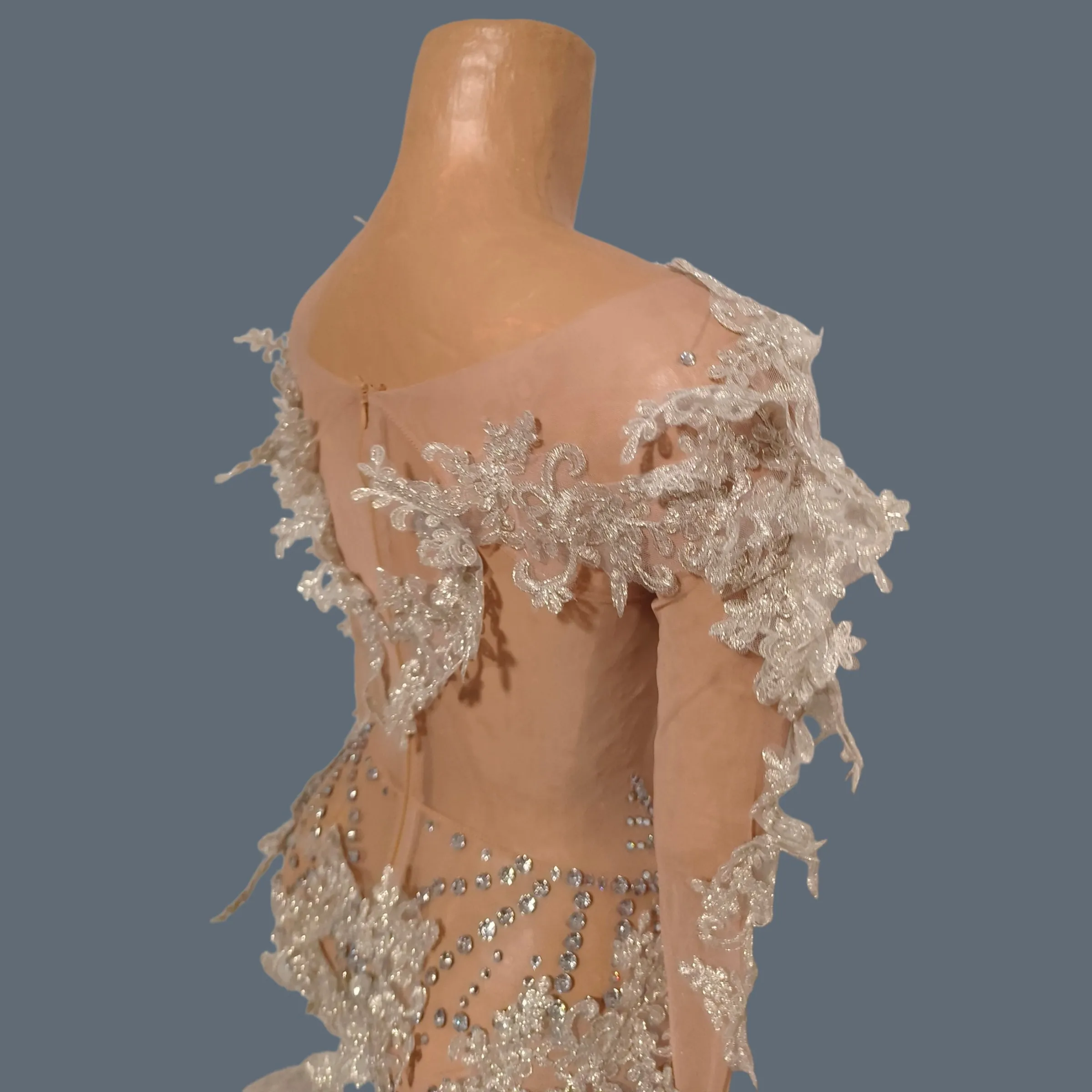 Sparkly Rhinestone Sequins Tight Fitting Jumpsuit Women Sexy See Through Mesh Bodysuit Pantyhose Nightclub Showgirl Wear Kuwei