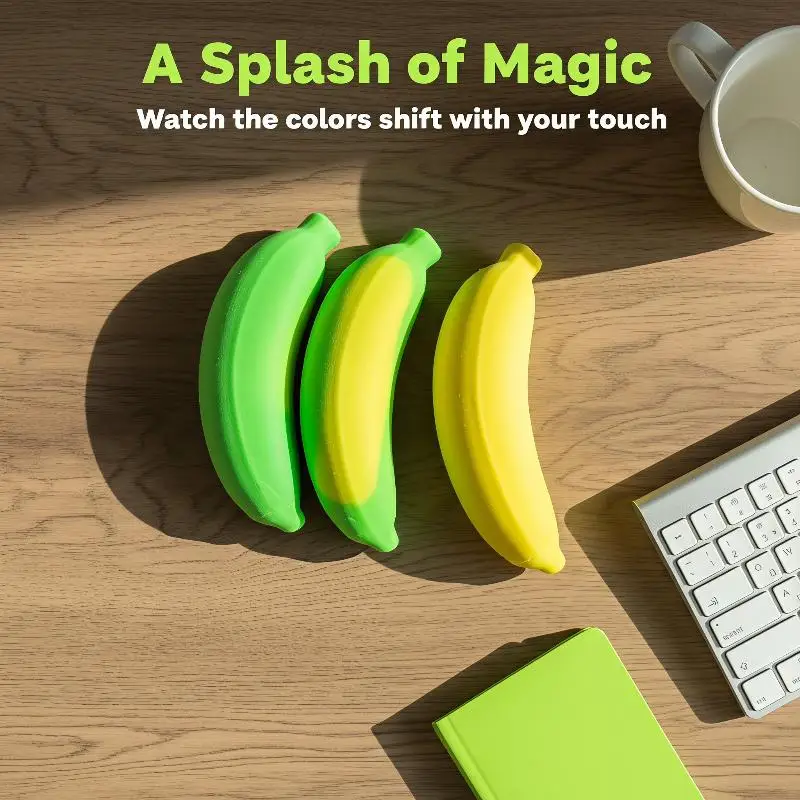Slow Rebound Color Change Squeeze Banana Reusable Stress Relief Fruit Toy for Home Office Anxiety Reduction