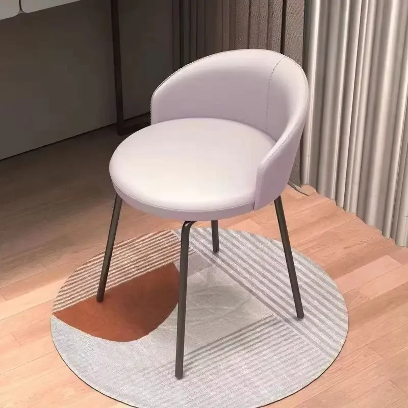 高級化粧スツールライト、背もたれ付き、モダンでシンプルなダイニングチェア、寝室、リビングルーム、ネイルアート家具用
