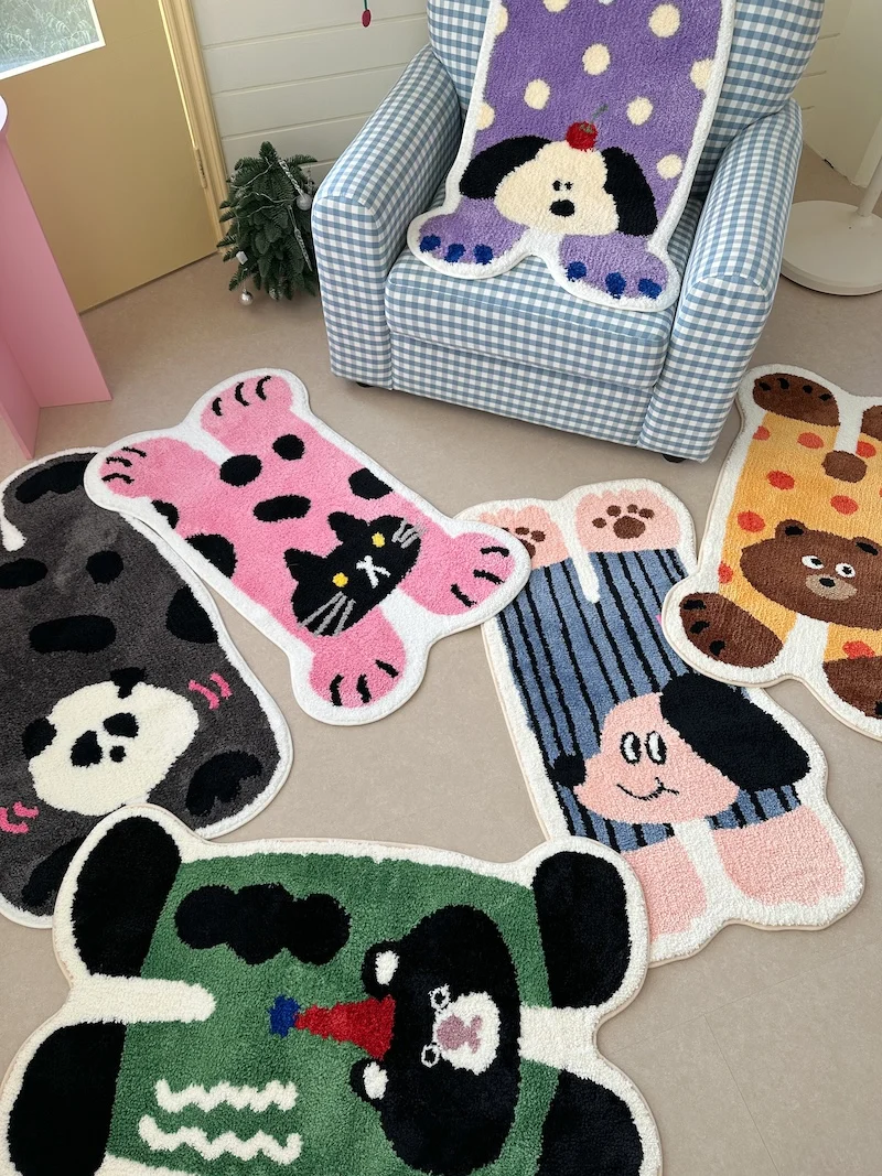 

Sle Home Use TPR Material 3D Circle Fce Anti-Slip Children's Floor Mat Cartoon Dopane Versatile Indoor Rug