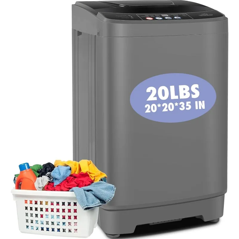 20Lbs Capacity Full-Automatic Portable Washer Machine,with Drain Pump, 10 Programs & 8 Water Levels for Apartment, Dorms, RV