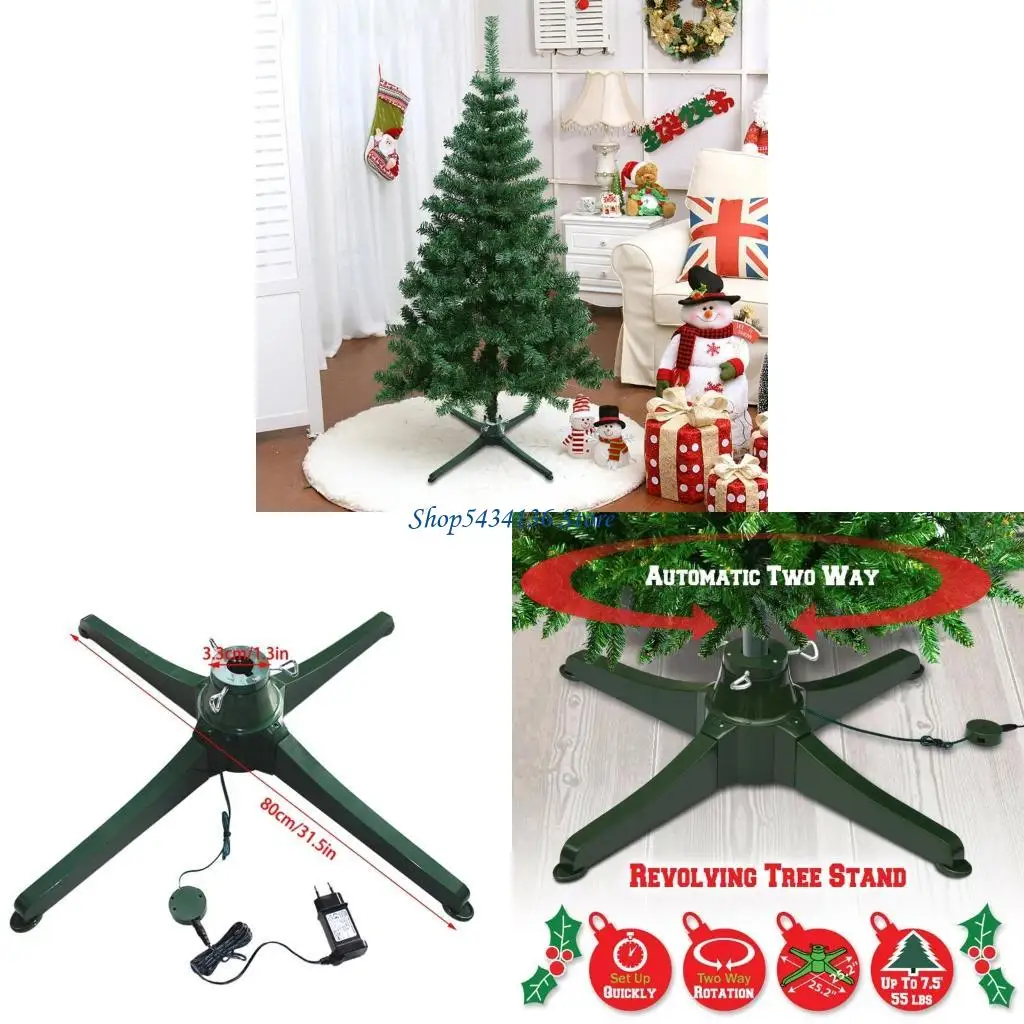 H7ED Christmas Tree Stand Base Useful 360 Degree Electric Rotating Christmas Tree Holder Artificial Trees Base for Home Hotel