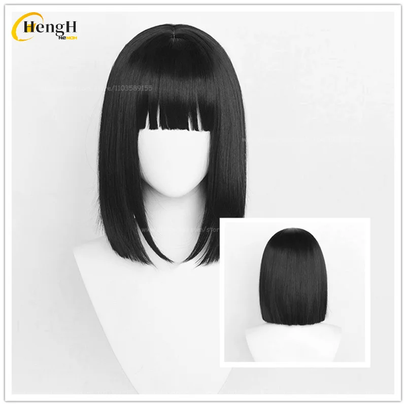 

Аниме Qiao Ling Синтетические волосы Короткие 35 см Черный Косплей Аниме Парик Рин Джо Термостойкие волосы Парики для Хэллоуина + Бесплатная шапочка для парика